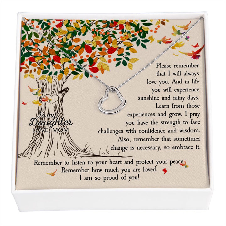 To Daughter, Remember - Delicate Heart Necklace