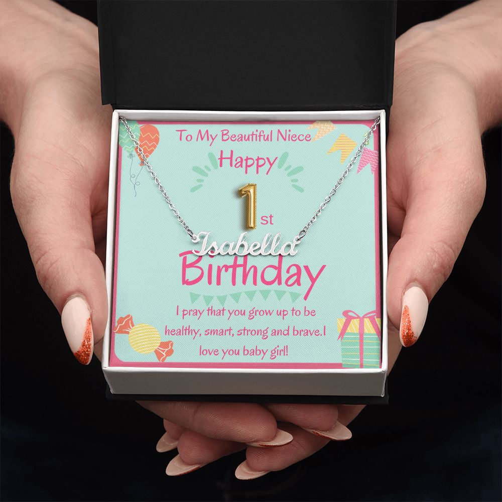 To Niece 1st Birthday - Name Necklace